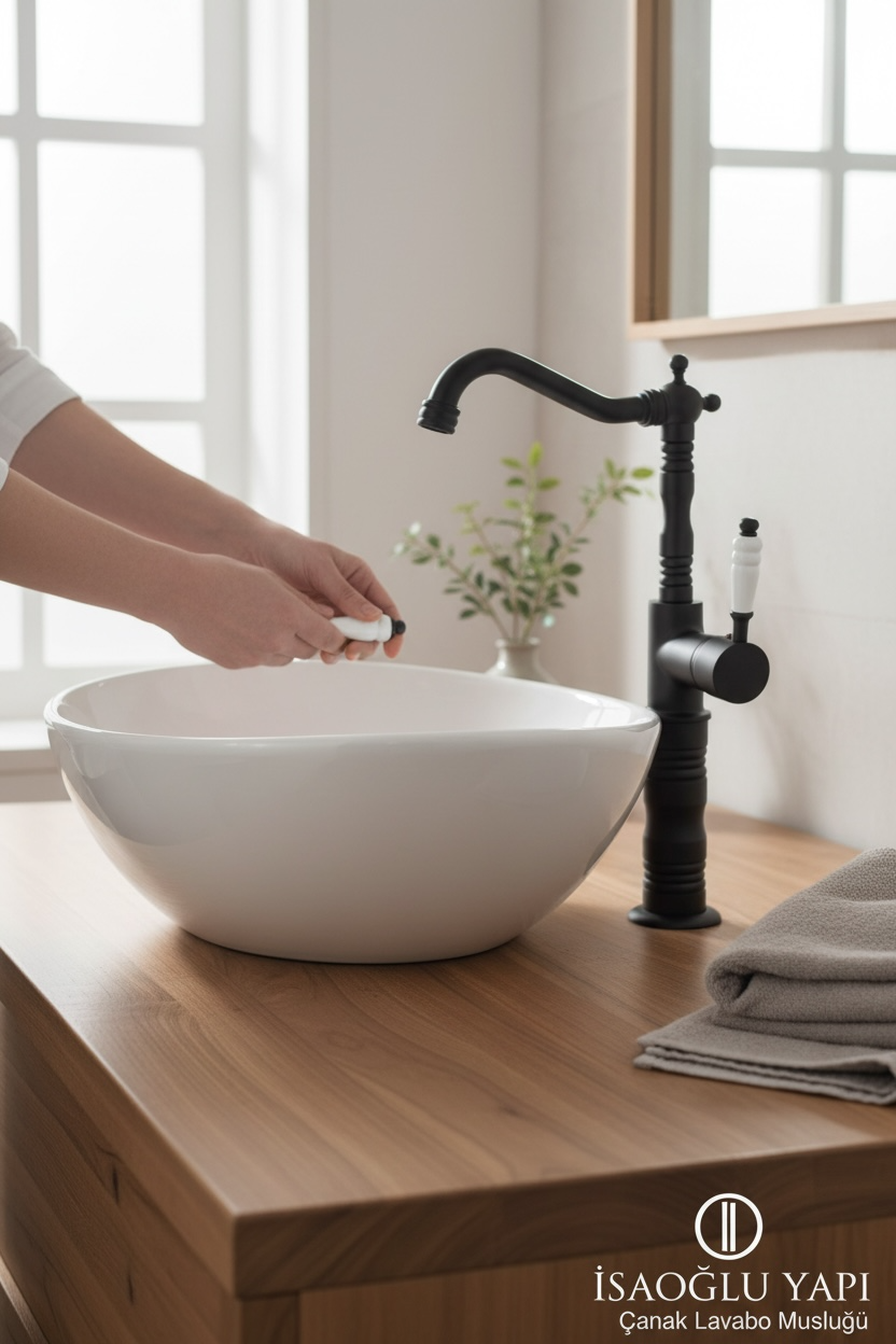 Siyah Çanak Bataryası Retro Tasarım Armatür Yüksek Model Batarya Mat Siyah Rustik Musluk