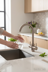 Eskitme Evye Bataryası Arıtmalı Antik Gold Mutfak Armatür Pirinç Malzeme 5 Yıl Garantili Arıtmalı