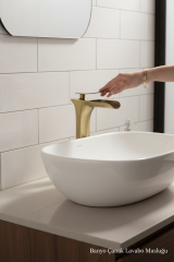 Mat Antik Gold Çanak Bataryası Şelale Akışlı Yüksek Model Çanak Bataryası Eskitme Gold Renk