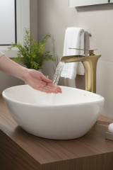 Mat Antik Gold Çanak Bataryası Şelale Akışlı Yüksek Model Çanak Bataryası Eskitme Gold Renk