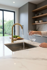 Mat Gold Evye Bataryası Fırçalanmış Altın Evye Armatür Pirinç Malzeme Modern Tasarım