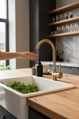 Mat Gold Evye Bataryası Fırçalanmış Altın Evye Armatür Pirinç Malzeme Modern Tasarım